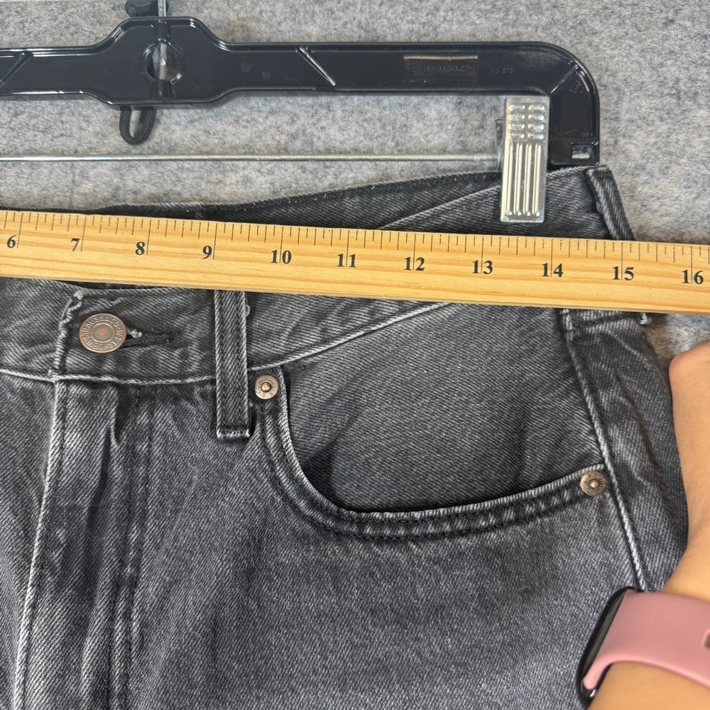 Levi’s XL Flood Black Wide Leg Cropped Jeans Size 28 Raw Hem Vintage Wash Denim - Picture 4 of 15